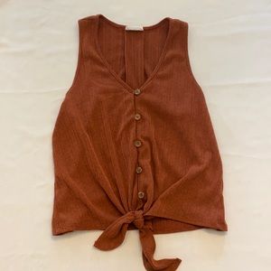 Sienna Sky Burnt Orange Tie Tank top Size Small